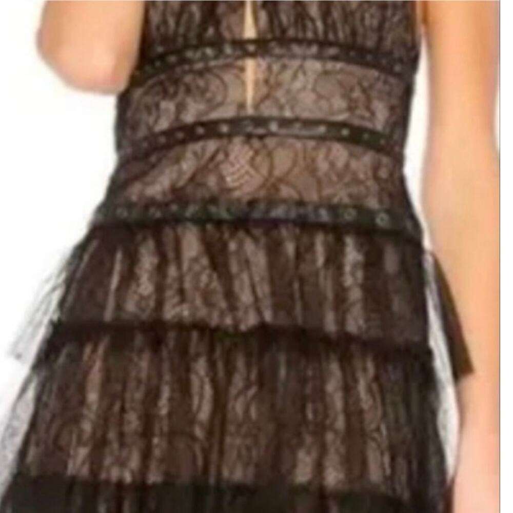 BCBGMAXAZRIA Black Lace & Tulle Grommet Dress | Size 6 - Picture 9 of 10